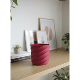 Vaso geometrico moderno rosso da interno in stampa 3D