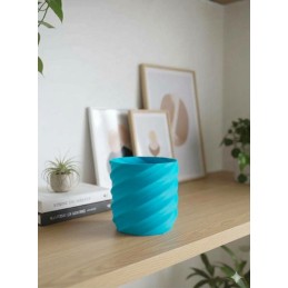 Vaso geometrico moderno azzurro da interno in stampa 3D